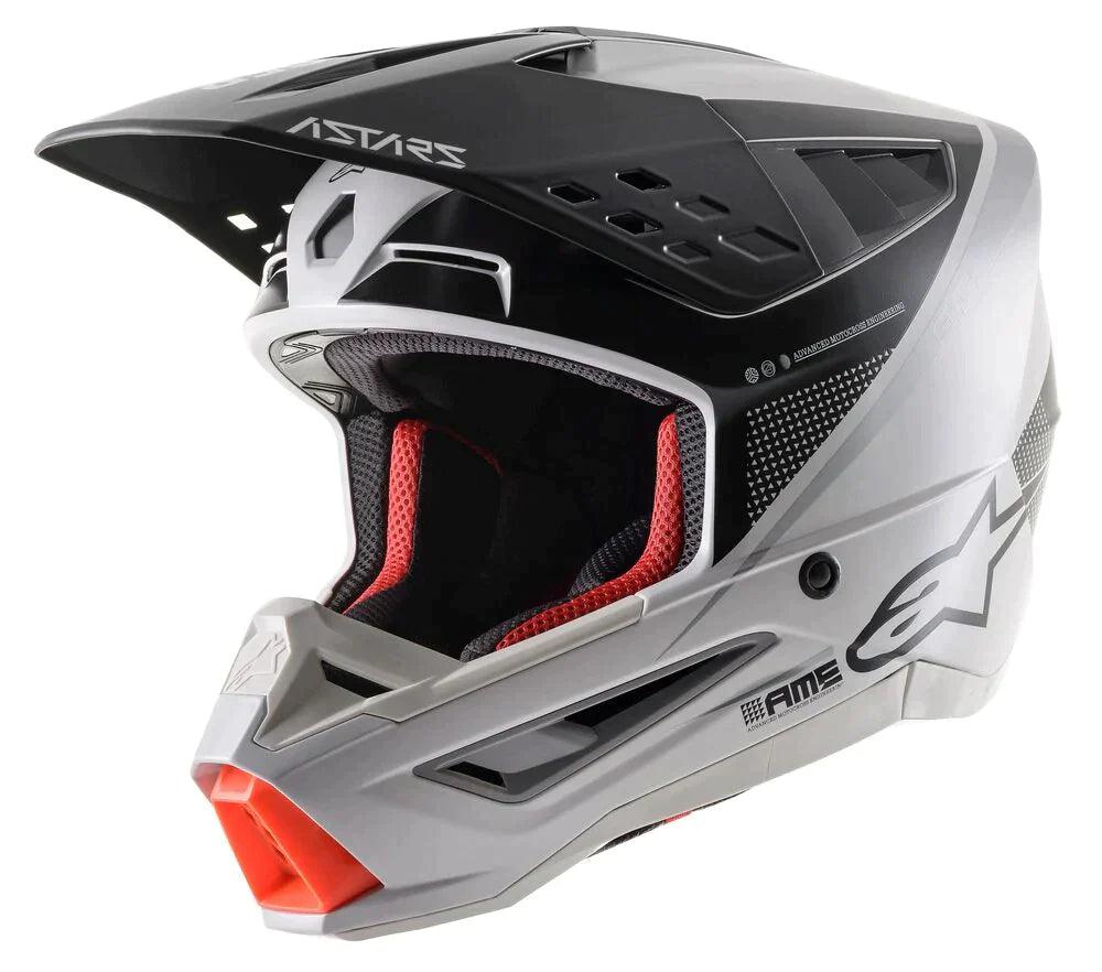 Alpinestars SM5 Rayon Light Gray/Black/Silver Matte Helmet - Motor Psycho Sport