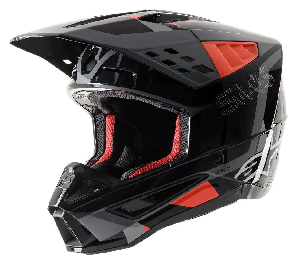 Alpinestars SM5 Rover Anthracite/Red Fluorescent/Gray Camo Glossy Helmet - Motor Psycho Sport