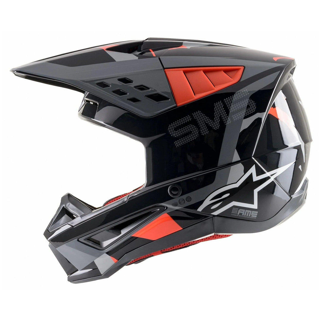 Alpinestars SM5 Rover Anthracite/Red Fluorescent/Gray Camo Glossy Helmet - Motor Psycho Sport