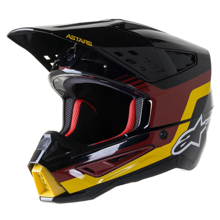 Alpinestars SM5 Venture Black/Burgundy/Yellow Glossy Helmet - Motor Psycho Sport