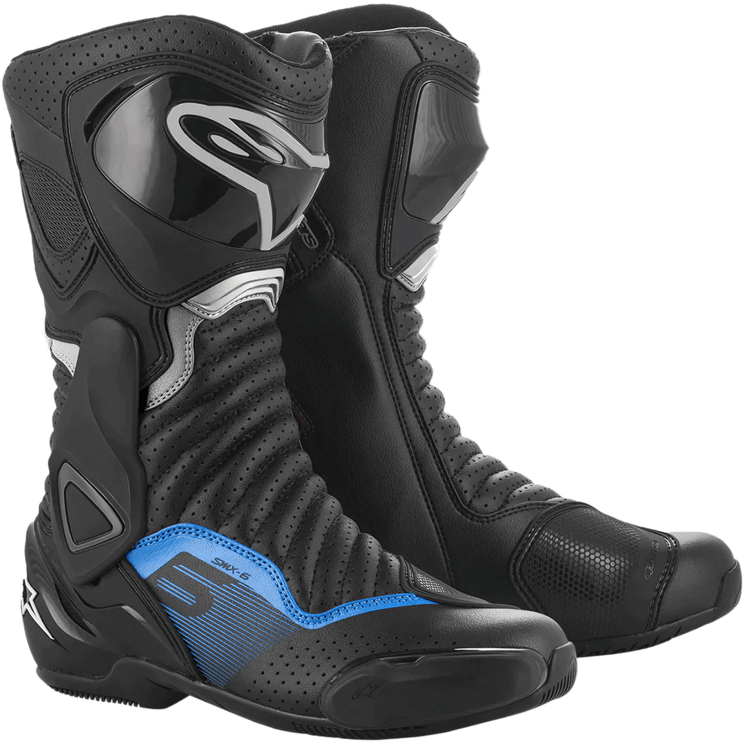 Alpinestars SMX-6 V2 Vented Black/Gray/Blue Boots - Motor Psycho Sport