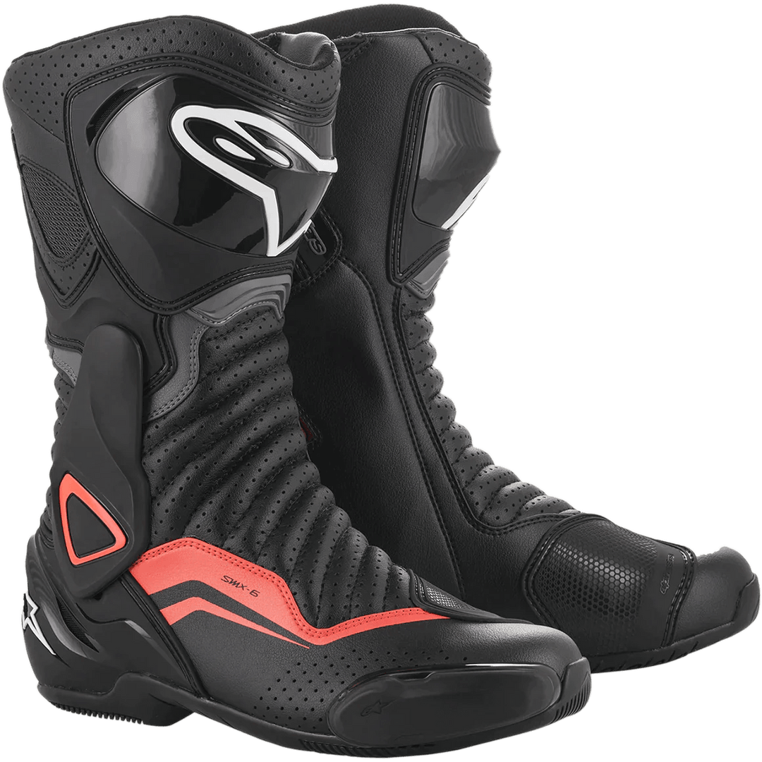 Alpinestars SMX-6 V2 Vented Black/Gray/Red Boots - Motor Psycho Sport