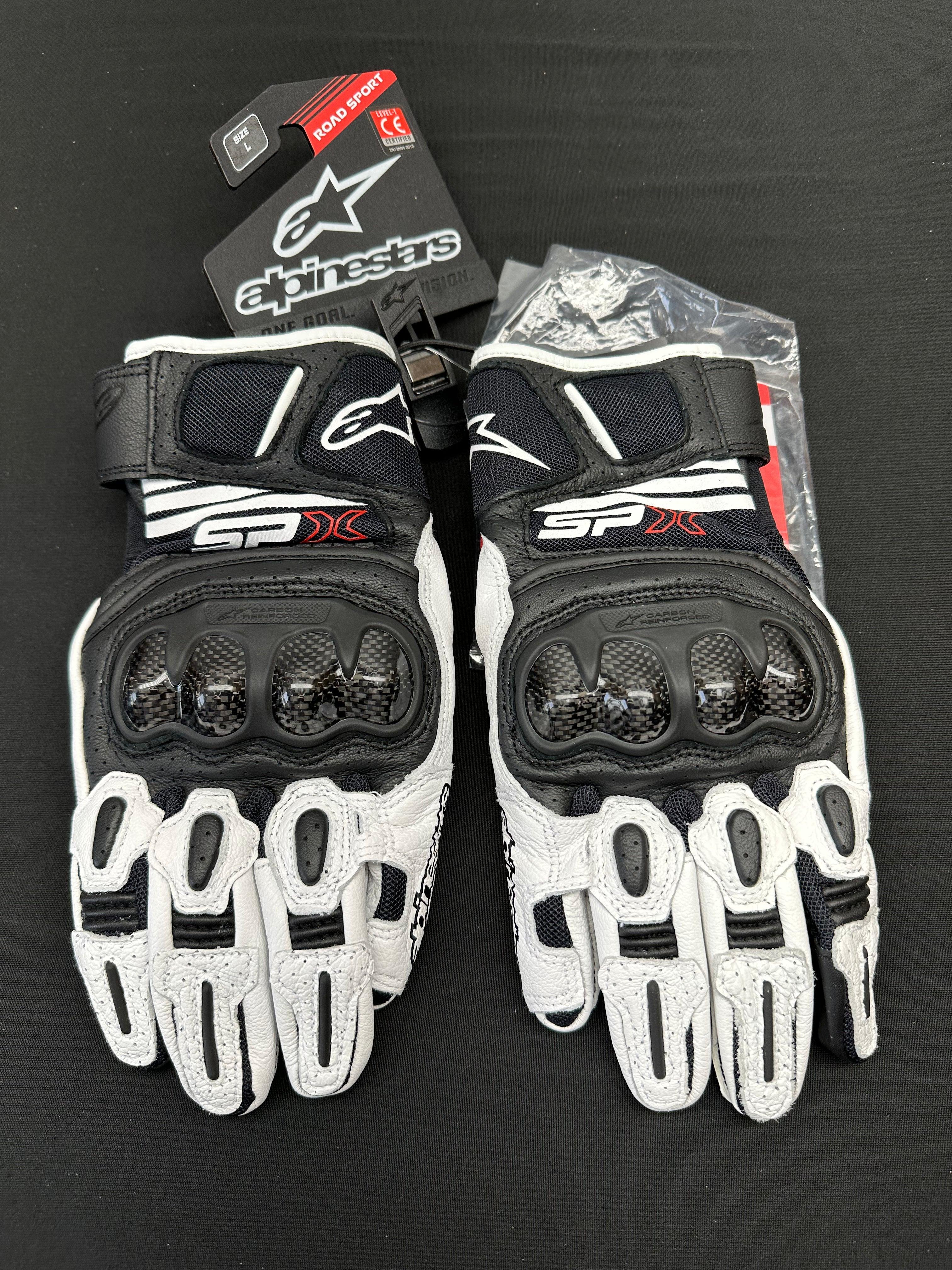 Alpinestars SPX AC V2 Gloves - Black/White Size Large - Like New