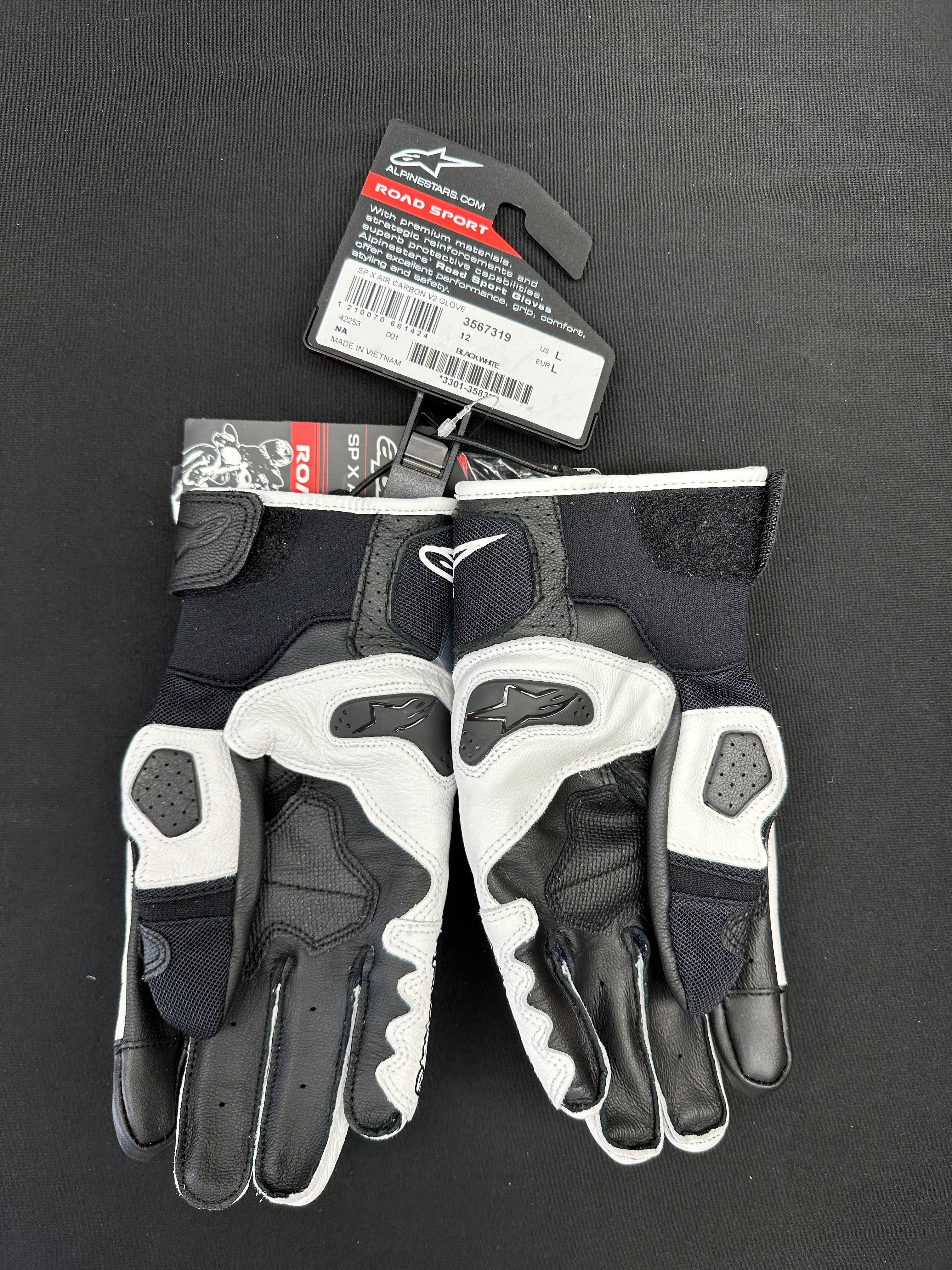 Alpinestars SPX AC V2 Gloves - Black/White Size Large - Like New