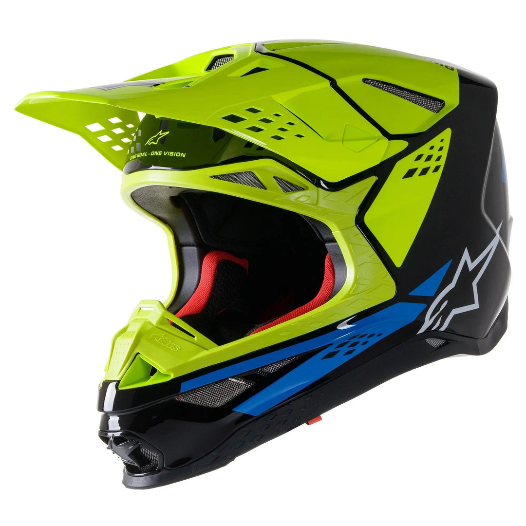 Alpinestars Supertech M8 Factory Black/Yellow Fluo/Blue Glossy Helmet - Motor Psycho Sport