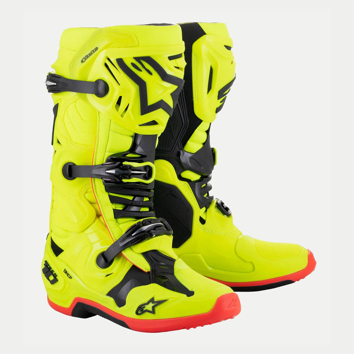 Alpinestars Tech 10 Boots - Yellow Fluo/Black/Red Fluo - Motor Psycho Sport