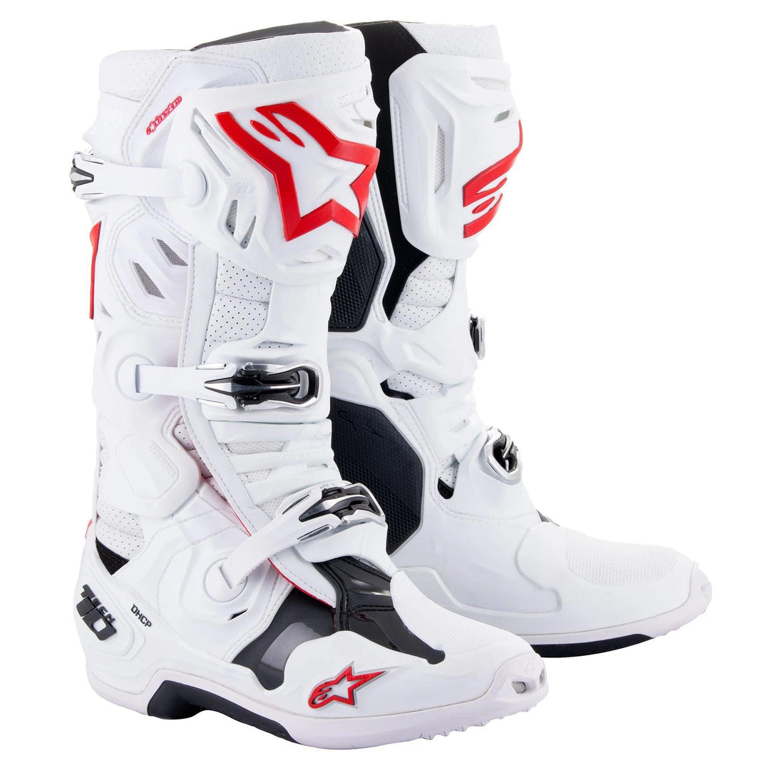 Alpinestars Tech 10 Supervented Boots - White/Bright Red - Motor Psycho Sport