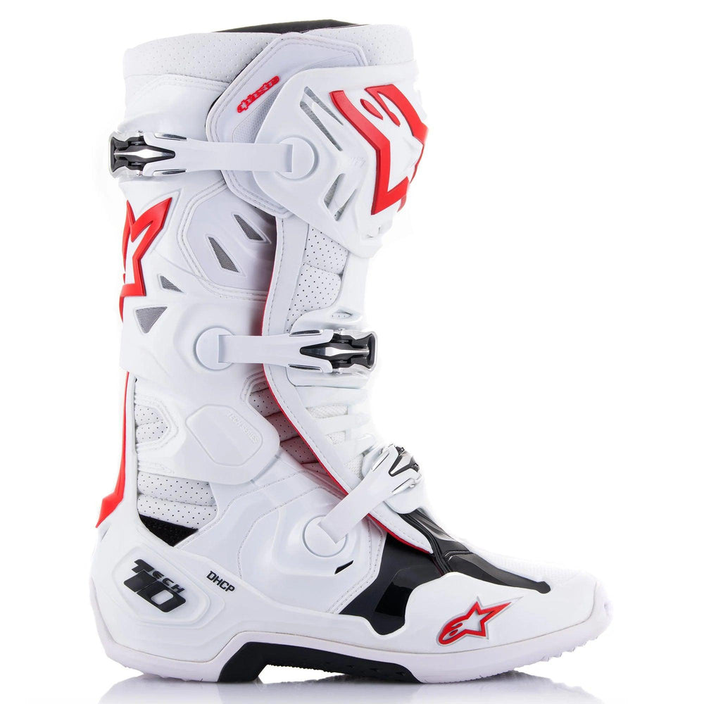 Alpinestars Tech 10 Supervented Boots - White/Bright Red - Motor Psycho Sport