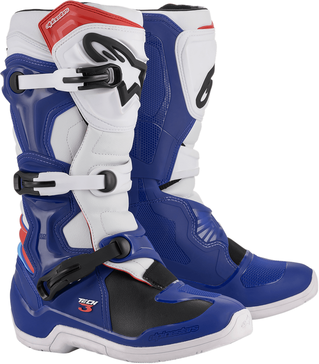 Alpinestars Tech 3 Boots - Blue/White/Red - Motor Psycho Sport