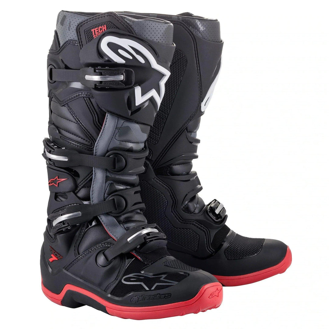 Alpinestars Tech 7 Black/Cool Gray/Red Boots - Motor Psycho Sport