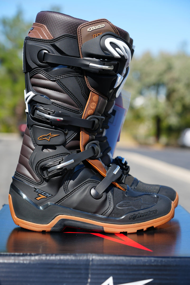 Alpinestars Tech 7 Enduro Black/Dark Brown Boots - Motor Psycho Sport