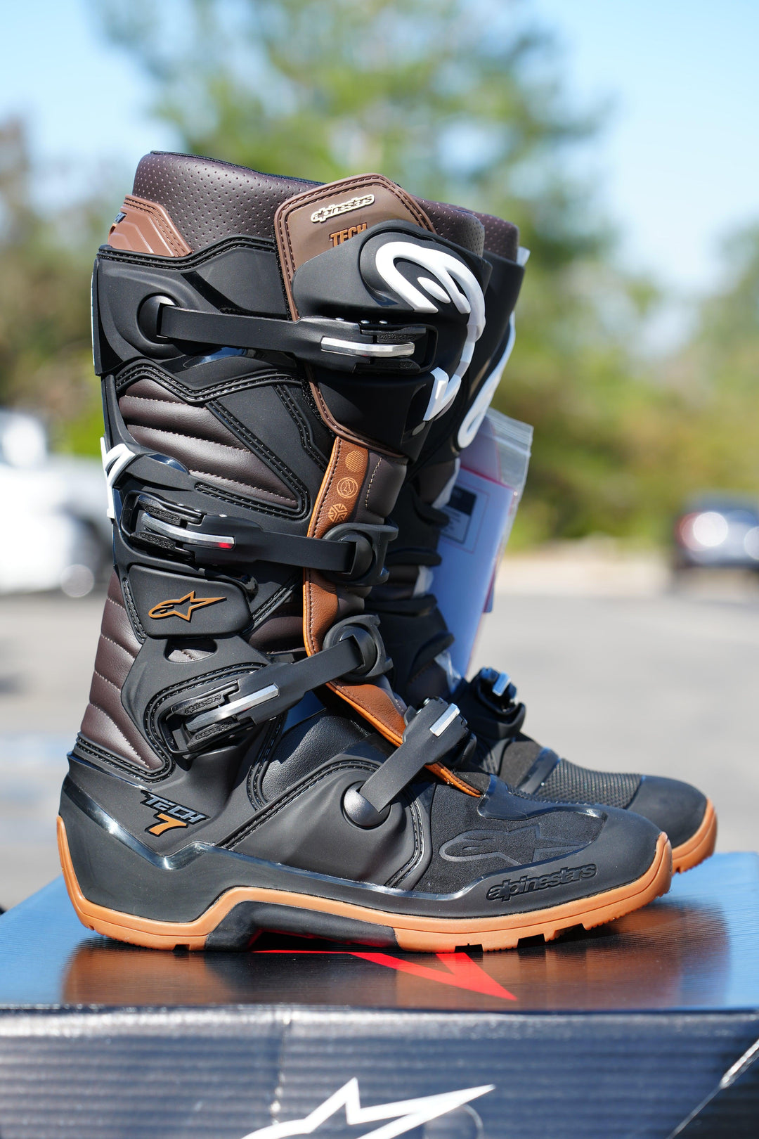 Alpinestars Tech 7 Enduro Black/Dark Brown Boots - Motor Psycho Sport