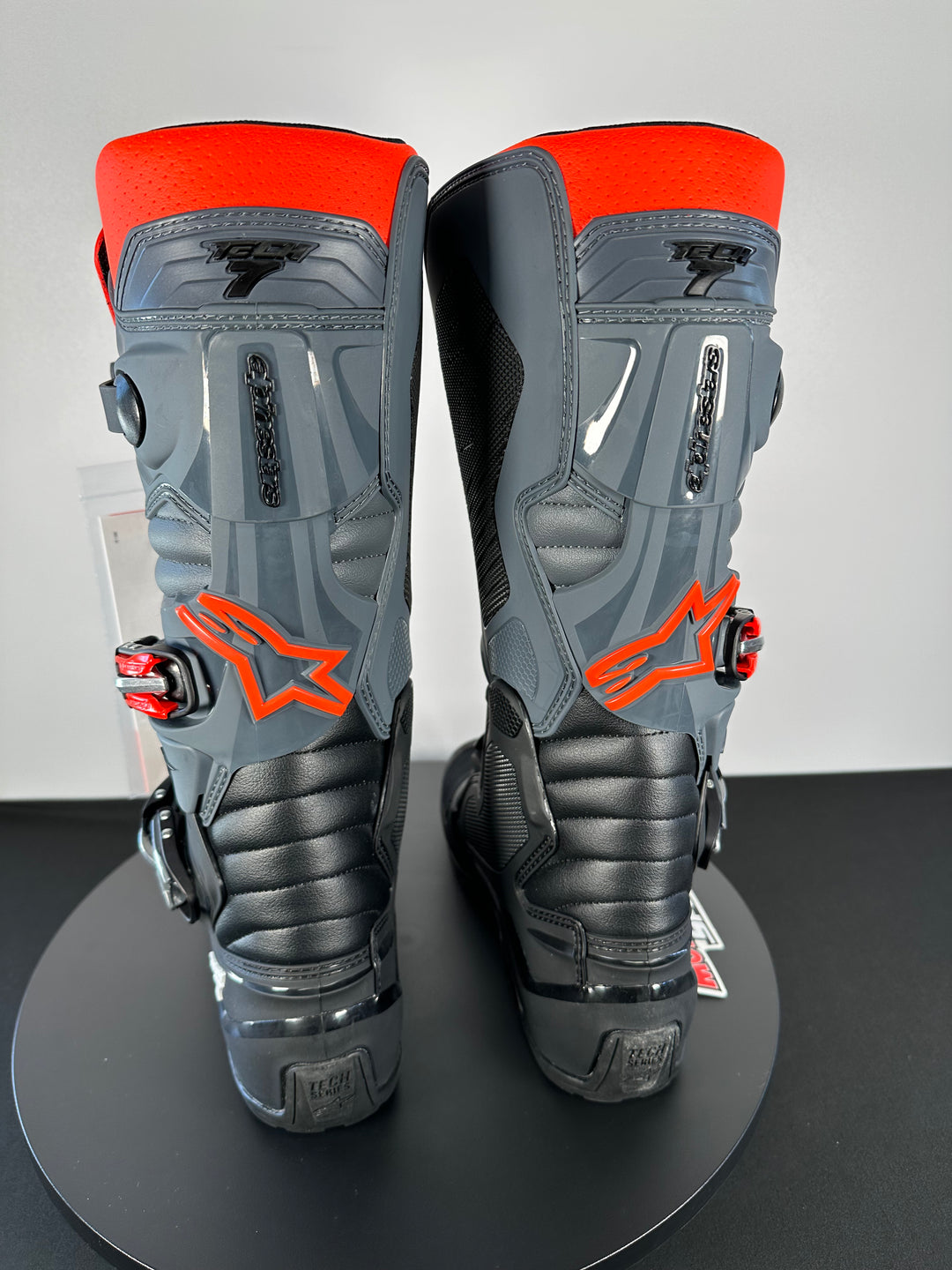 Alpinestars Tech 7 Enduro Boots - Black/Gray/Red Fluorescent - Size 8 - Motor Psycho Sport