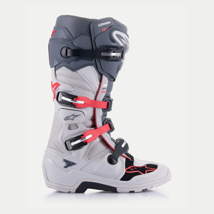 Alpinestars Tech 7 Enduro Boots - Light Gray/Dark Gray/Bright Red - Motor Psycho Sport