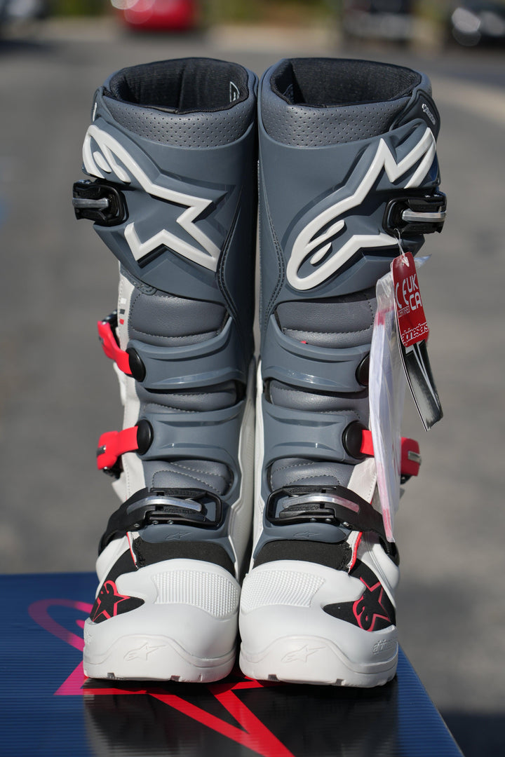 Alpinestars Tech 7 Enduro Boots - Light Gray/Dark Gray/Bright Red - Motor Psycho Sport