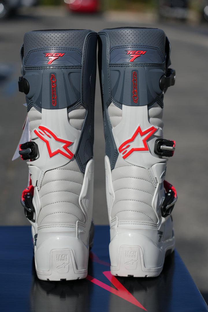 Alpinestars Tech 7 Enduro Boots - Light Gray/Dark Gray/Bright Red - Motor Psycho Sport