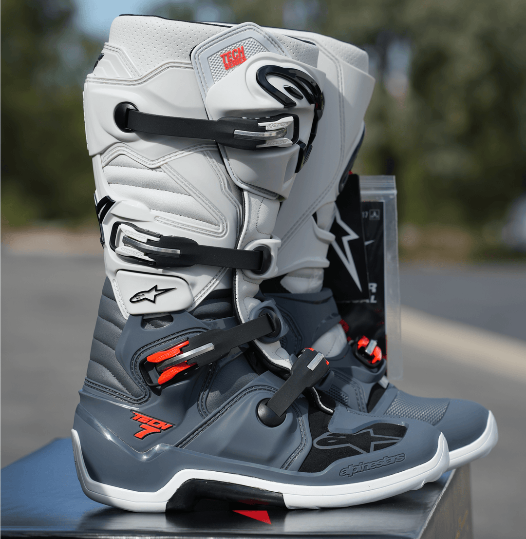 Alpinestars Tech 7 Gray/White Boots - Motor Psycho Sport