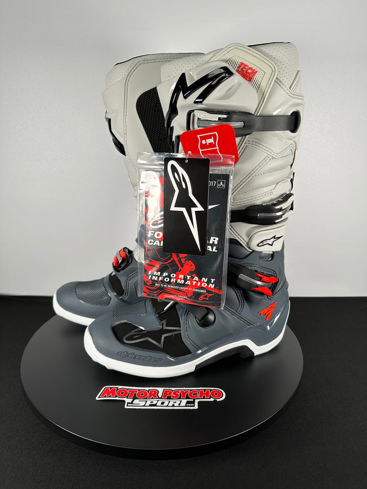 Alpinestars Tech 7 Gray/White Boots - Size 9 - Motor Psycho Sport