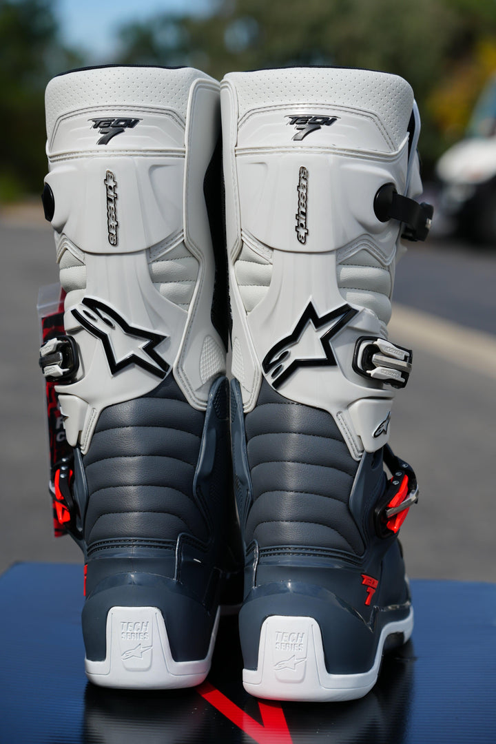 Alpinestars Tech 7 Gray/White Boots - Size 9 - Motor Psycho Sport