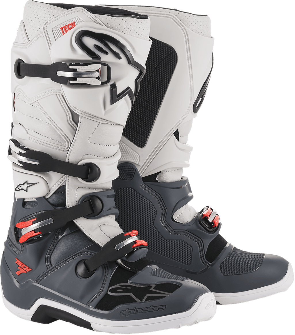 Alpinestars Tech 7 Gray/White Boots - Size 9 - Motor Psycho Sport