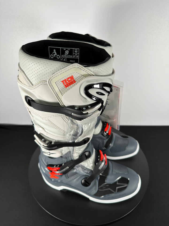 Alpinestars Tech 7 Gray/White Boots - Size 9 - Motor Psycho Sport