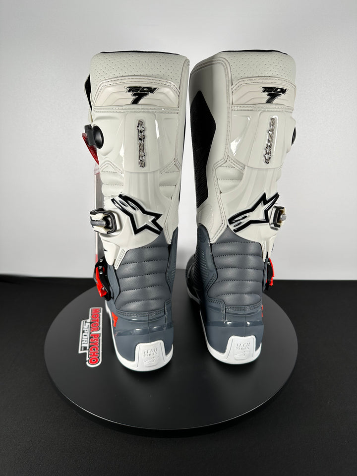 Alpinestars Tech 7 Gray/White Boots - Size 9 - Motor Psycho Sport