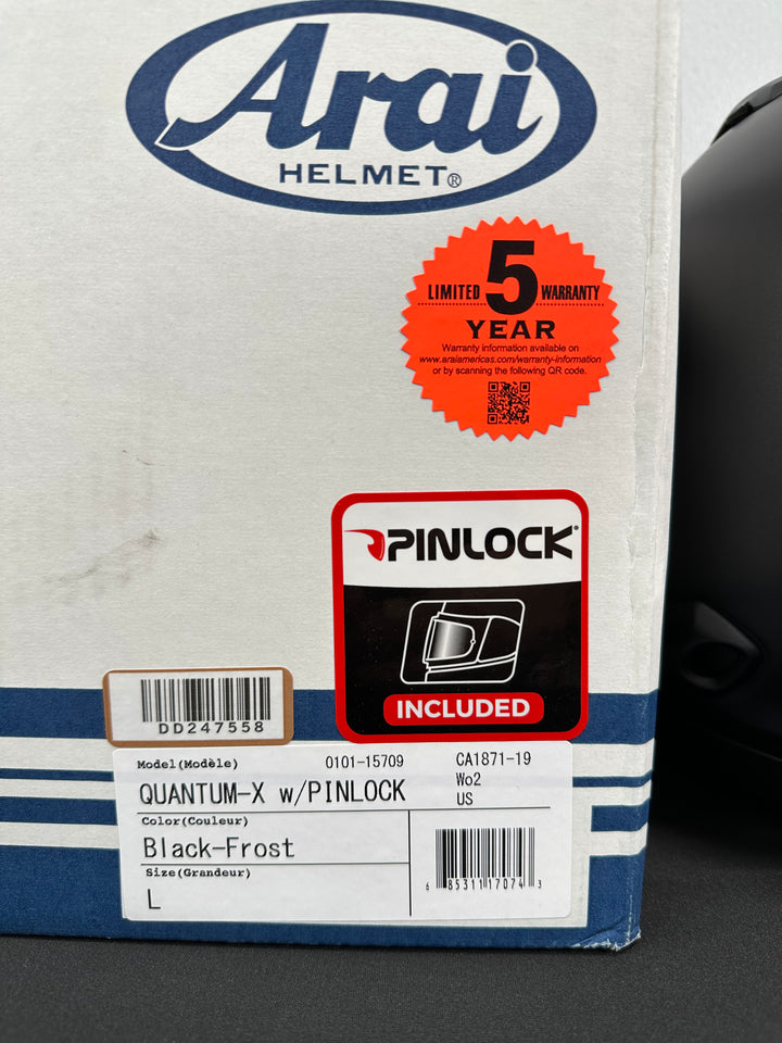 Arai Quantum-X Helmet - Black Frost Size Large - OPEN BOX - Motor Psycho Sport