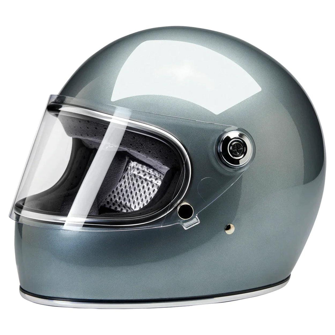 billet silver motorcycle helmet Biltwell Gringo S ECE Helmet Metallic Sterling – Motor Psycho Sport