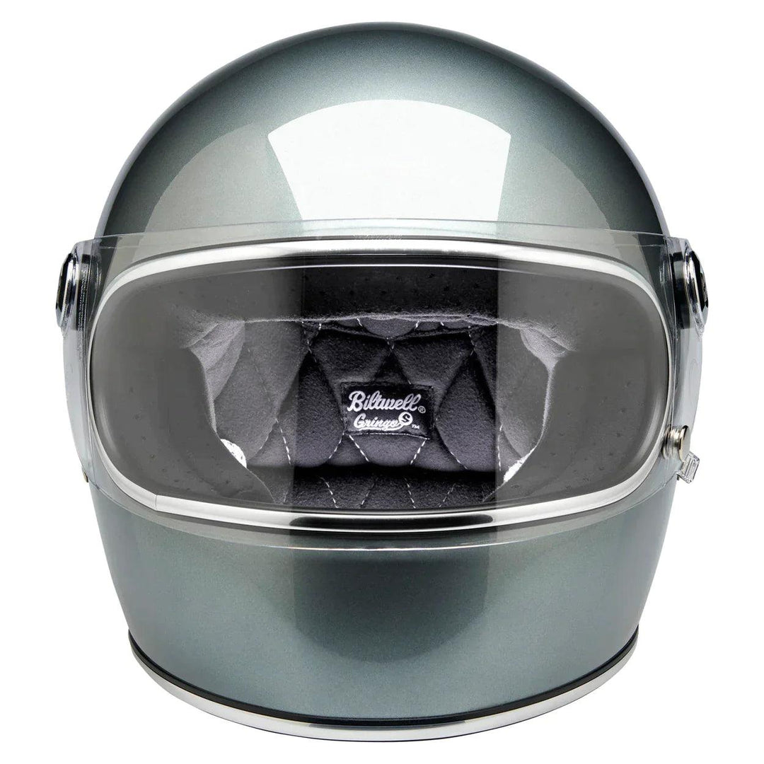 billet silver motorcycle helmet Biltwell Gringo S ECE Helmet Metallic Sterling – Motor Psycho Sport