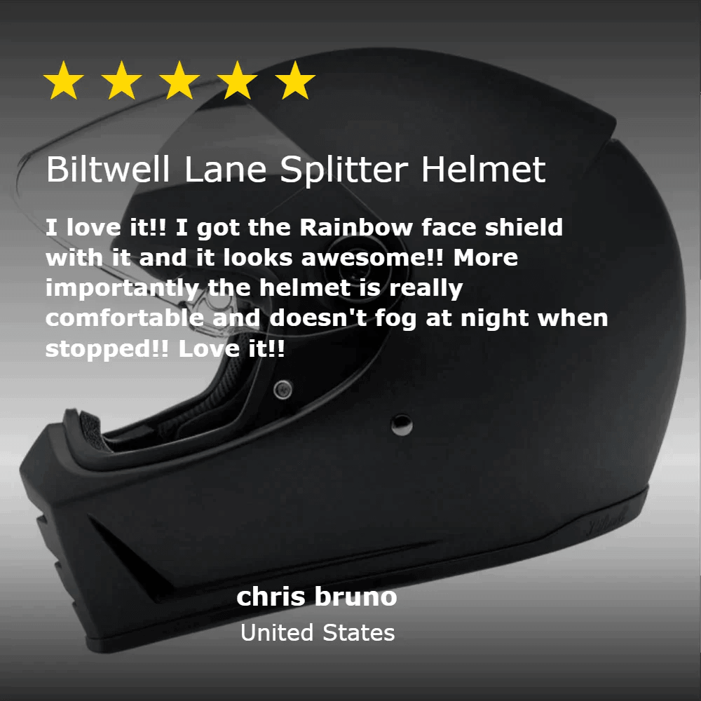 Biltwell Lane Splitter Helmet Flat Black - Motor Psycho Sport