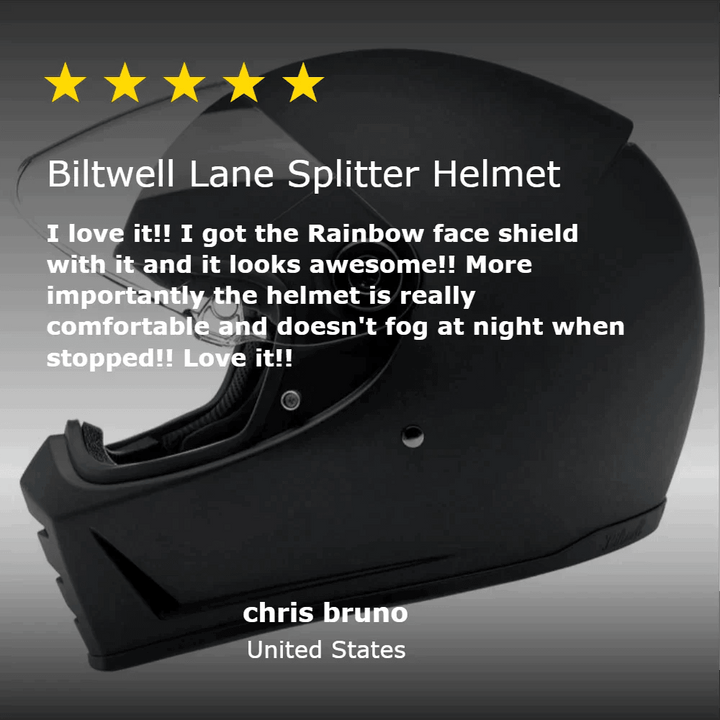 Biltwell Lane Splitter Helmet Flat Black - Motor Psycho Sport