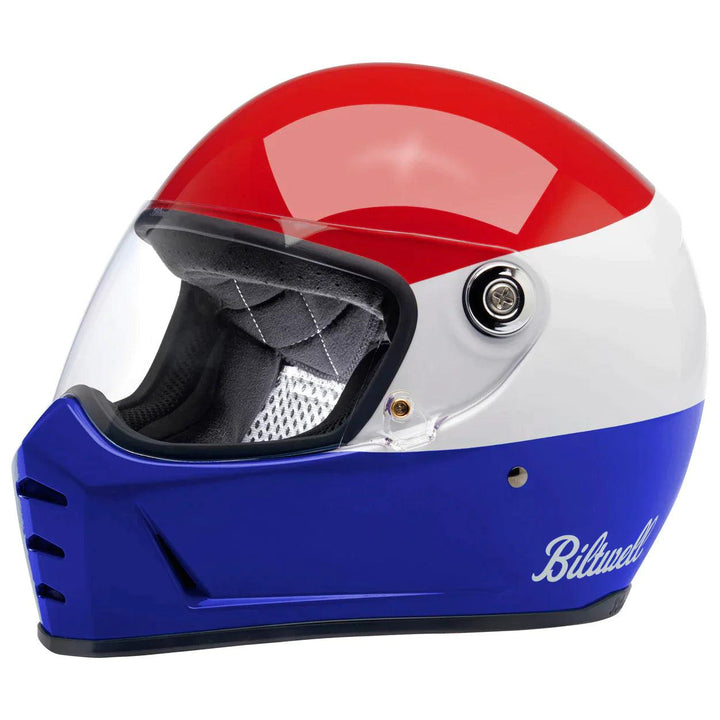 Biltwell Lane Splitter Helmet Podium Gloss Red/White/Blue - Motor Psycho Sport