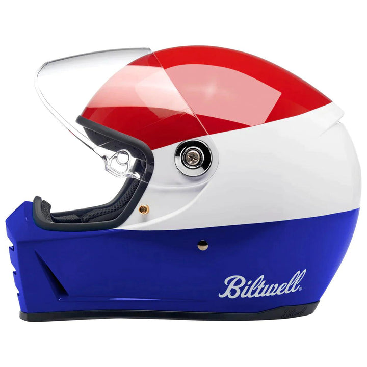 Biltwell Lane Splitter Helmet Podium Gloss Red/White/Blue - Motor Psycho Sport