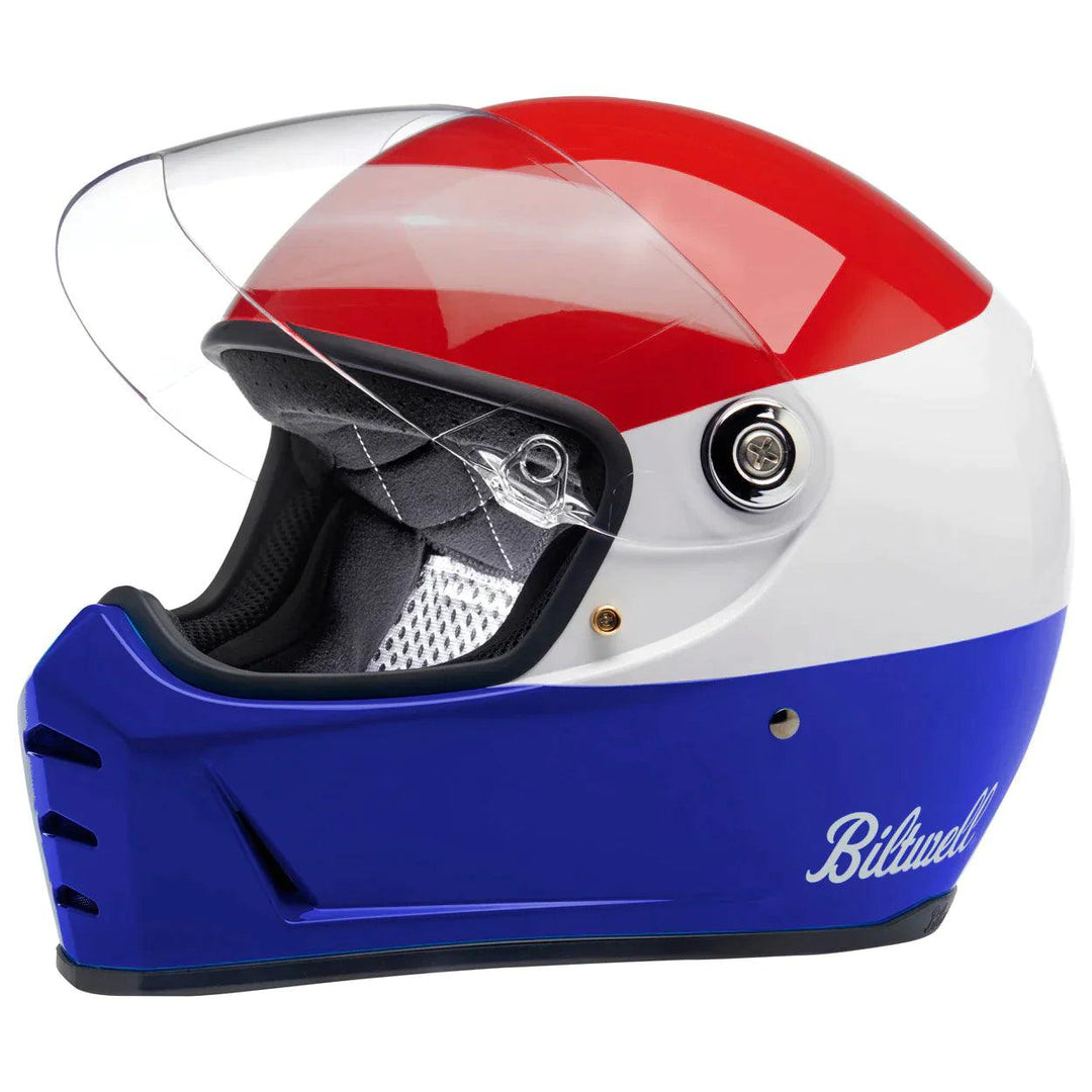 Biltwell Lane Splitter Helmet Podium Gloss Red/White/Blue - Motor Psycho Sport