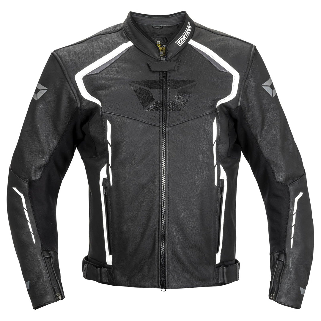 Cortech Chicane Leather Jacket - Black/White - Motor Psycho Sport