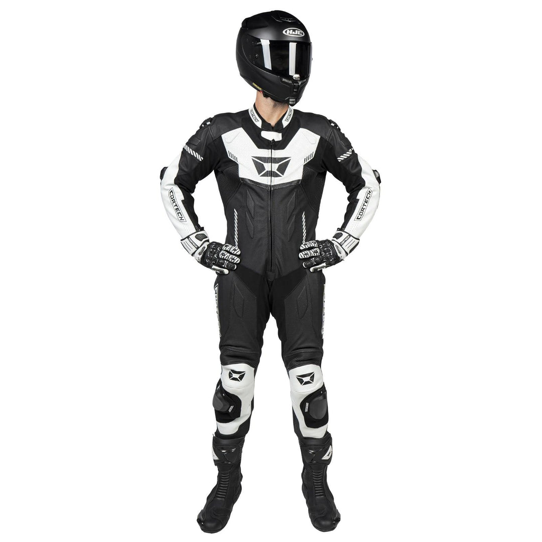Cortech Revo Sport Air Men's 1-Piece Leather Suit - Black/White - Motor Psycho Sport