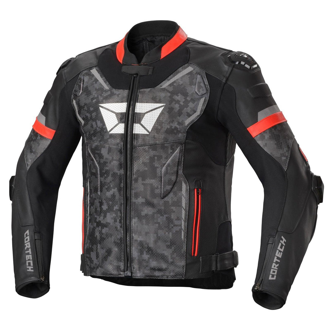 Cortech Revo Sport Air Men's Leather Jacket - Camo/Red - Motor Psycho Sport