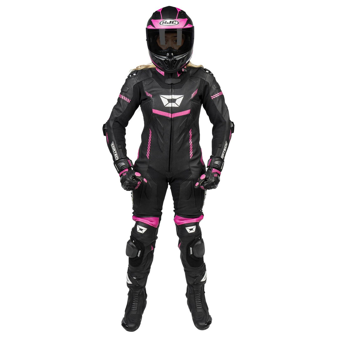 Cortech Revo Sport Air Women's 1-Piece Leather Suit - Black/Pink - Motor Psycho Sport