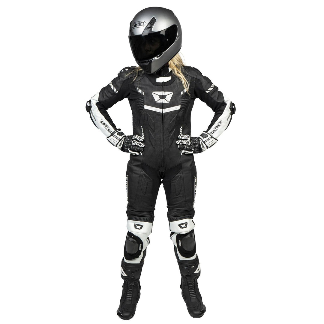 Cortech Revo Sport Air Women's 1-Piece Leather Suit - Black/White - Motor Psycho Sport