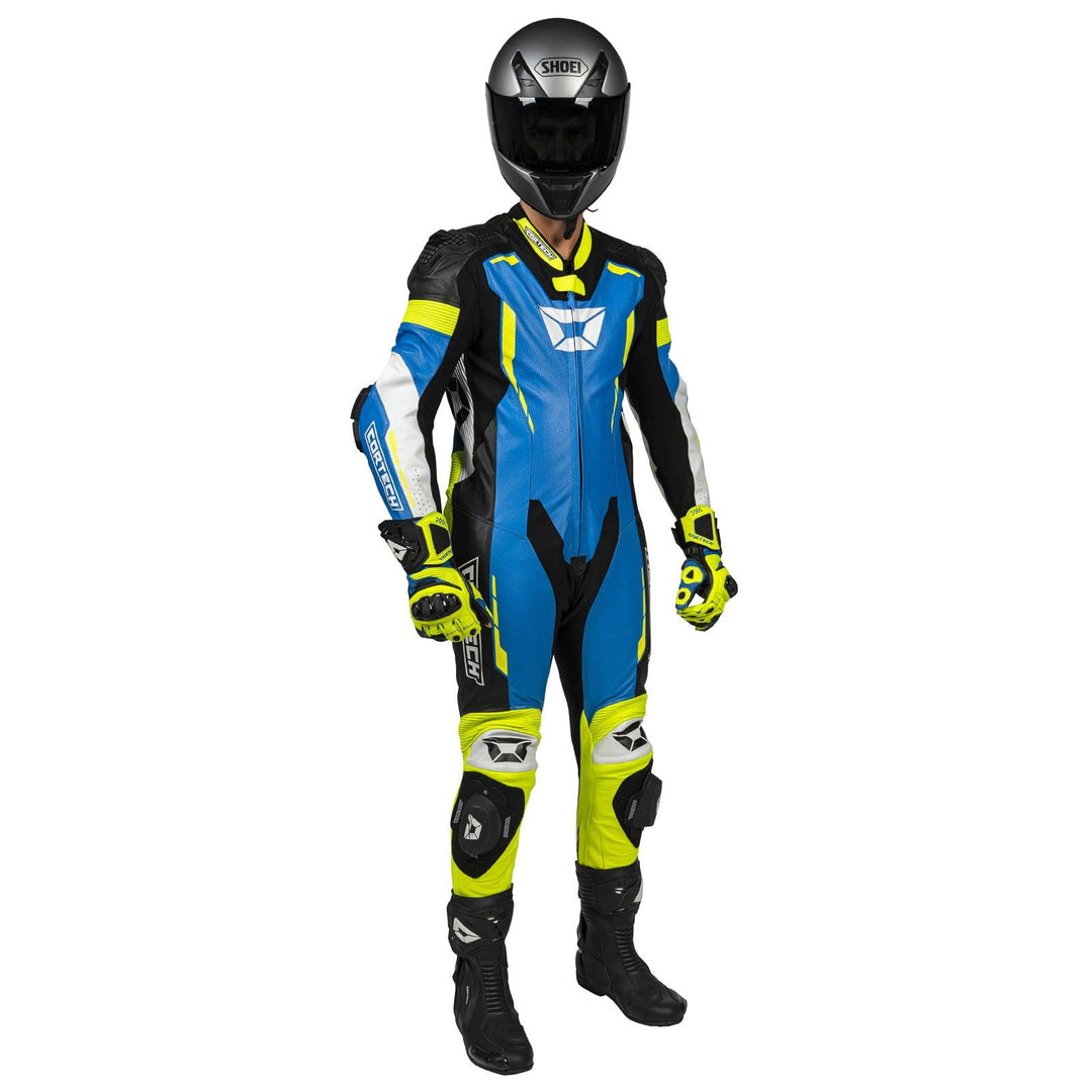 Cortech Sector Pro Air 1-Piece Leather Suit - Blue/Hi-Viz - Motor Psycho Sport