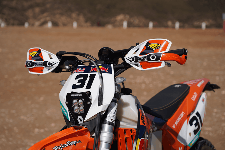 Cycra Ultra ProBend CRM Wrap Around Handguards for 1-1/8" Handlebars - White/Orange - Motor Psycho Sport