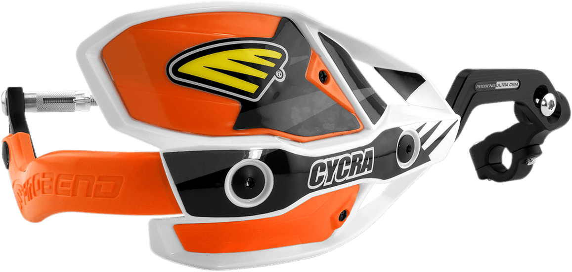 Cycra Ultra ProBend CRM Wrap Around Handguards for 1-1/8" Handlebars - White/Orange - Motor Psycho Sport