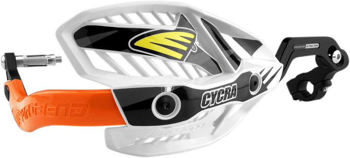 Cycra Ultra ProBend CRM Wrap Around Handguards for 1-1/8" Handlebars - White/Orange - Motor Psycho Sport