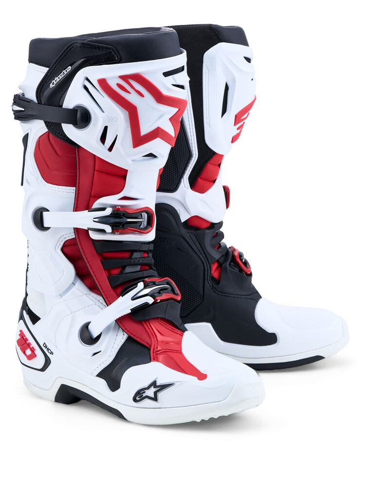 Alpinestars Tech 10 Boots - White/Black/Red (Idaho Warehouse)