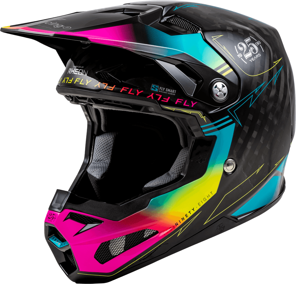Fly Racing Formula S Carbon Legacy Helmet Black/Electric Blu/Fuschia - Motor Psycho Sport
