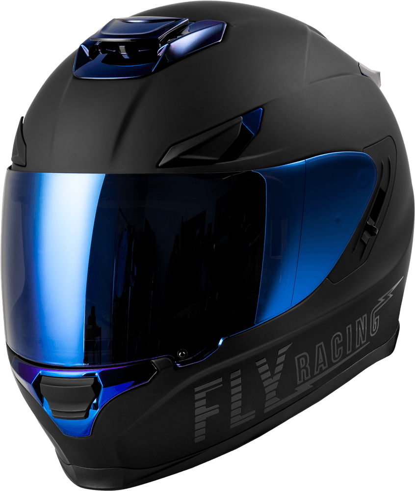 Fly Racing Sentinel Recon Helmet Matte Black/Blue Chrome - Motor Psycho Sport