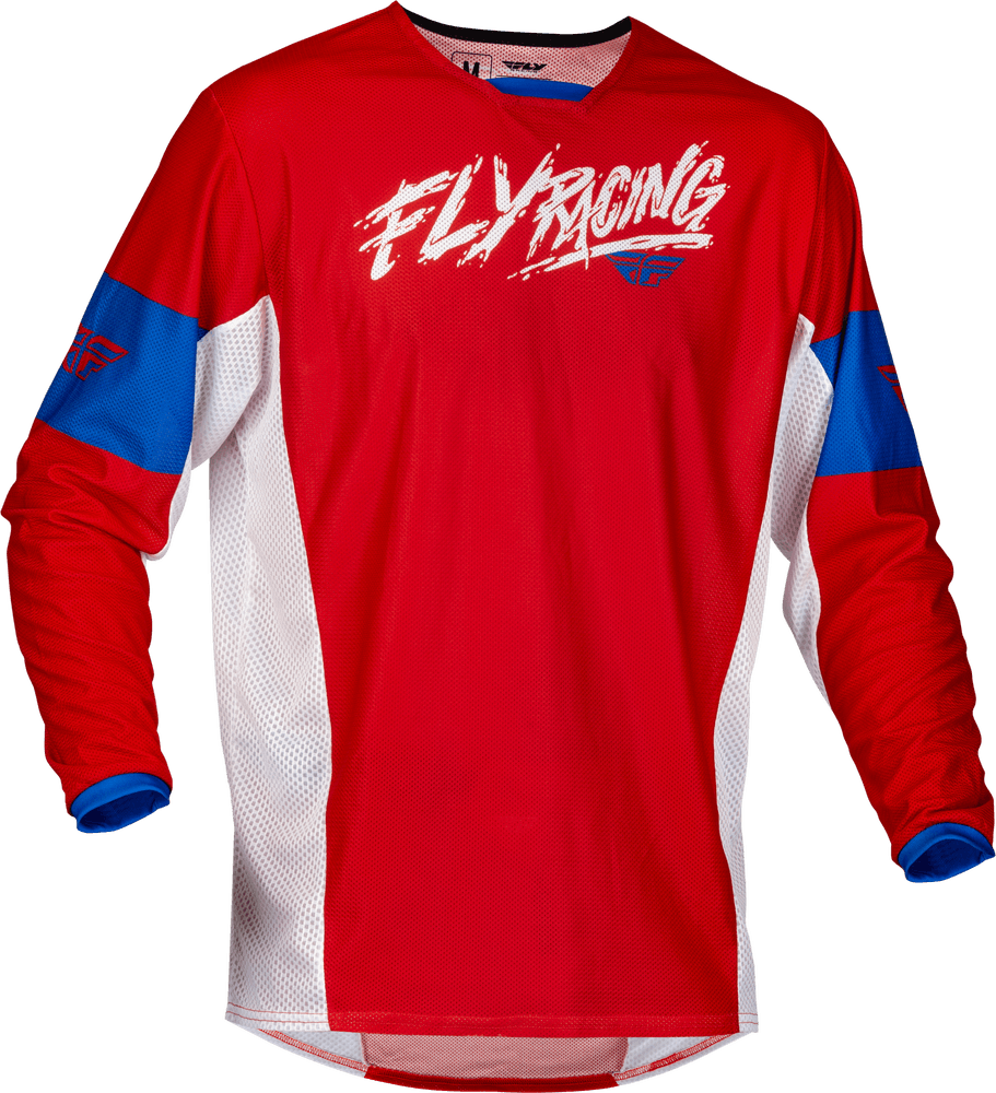 Fly Racing Yth Kinetic Mesh Khaos Jersey Red/White/Blue - Motor Psycho Sport