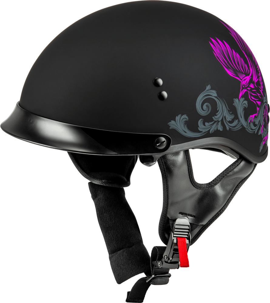 Gmax HH-65 Corvus Helmet W/Peak Matte Black/Purple/Grey - Motor Psycho Sport