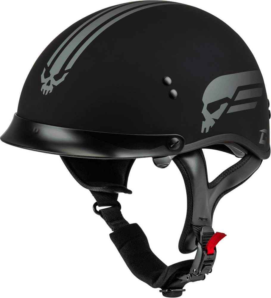Gmax HH-65 Retribution Helmet W/Peak Matte Black/Silver - Motor Psycho Sport