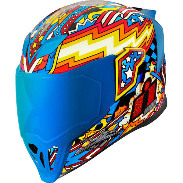 icon airflite inky helmet near me Icon Airflite Flyboy Motorcycle Helmet - Red Yellow Blue / 59-60cm